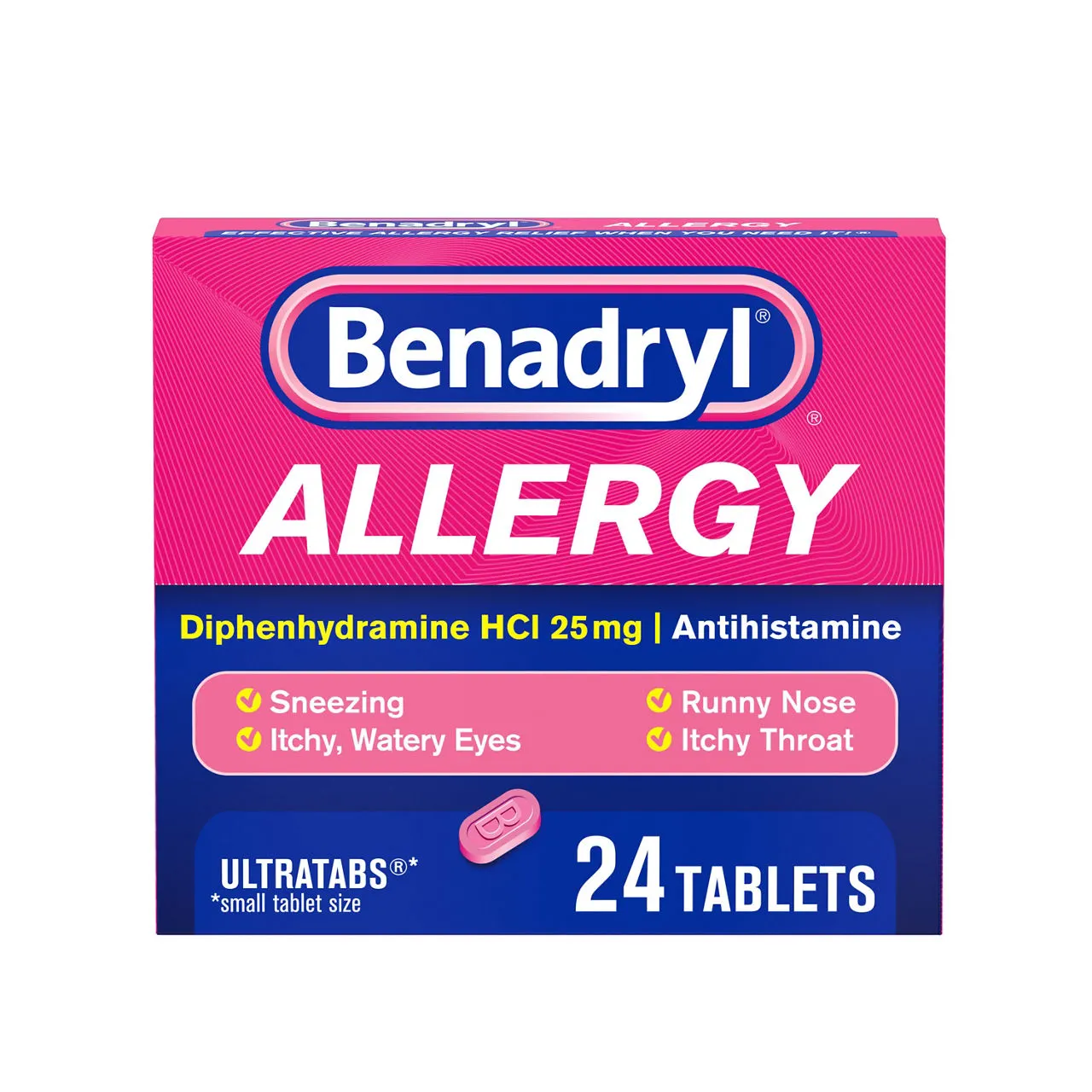 Benadryl Ultratabs Antihistamine Cold & Allergy Relief Tablets, 24 ct
