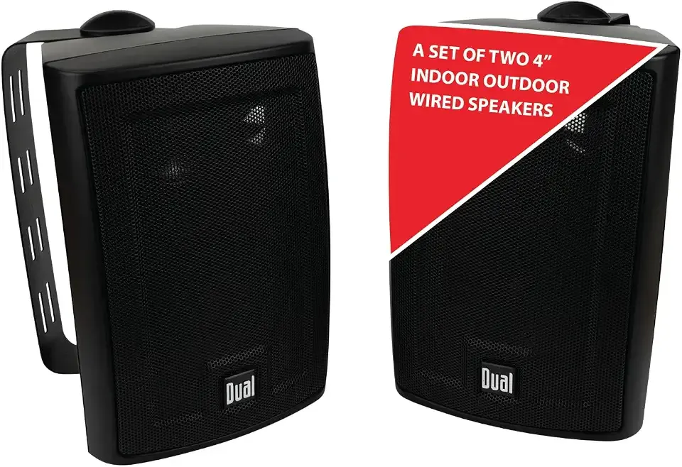 Dual Electronics LU43PB 4" 3-Way Indoor Outdoor Wired Speakers Weatherproof