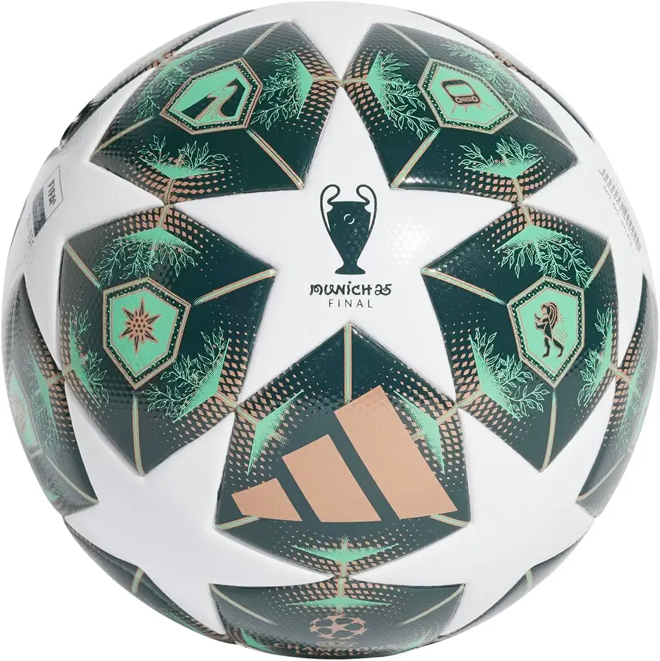 UCL League Ball - Seamless Surface, FIFA Approved, Professional Training and Match Ball, Sizes 4-5 (White/Shadow Green/Solar Slime, 4)