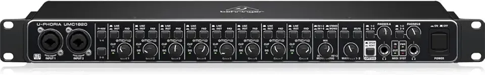 Behringer UMC1820 Audiophile 18x20 USB Audio/MIDI Interface with Midas Mic Preamplifiers and ADAT I/O | For Recording Microphones and Instruments