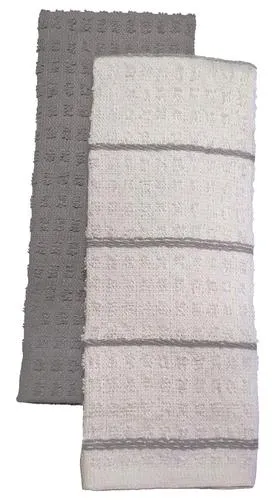 Striped Terry Kitchen Towels - Gray