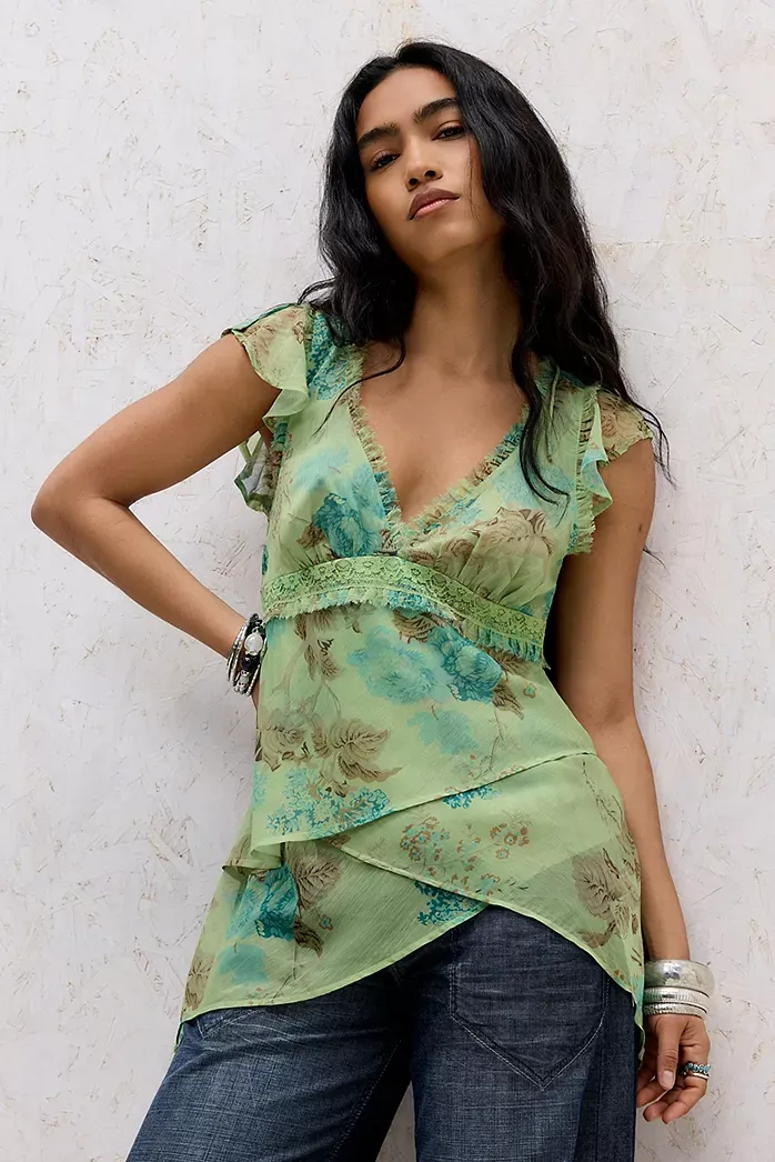 Camicetta in Chiffon Indy Kimchi Blue