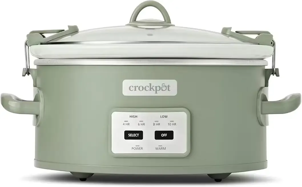 Crock-Pot Locking Lid 6qt Cook and Carry Programmable Slow Cooker Moonshine Green (Green)