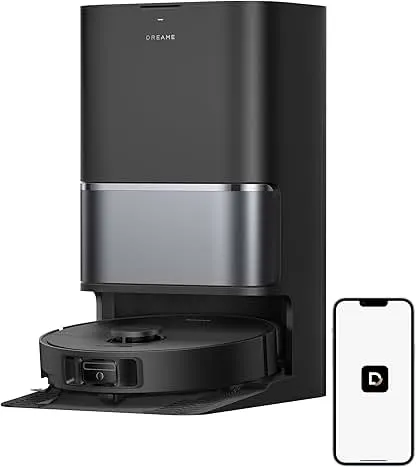 DREAME L40 Ultra Gen 2 Robot Vacuum and Mop with 25,000Pa Suction, Extendable Side Brush and Mop, All-in-One Self-Emptying & Cleaning Dock, Voice & App Control, Black