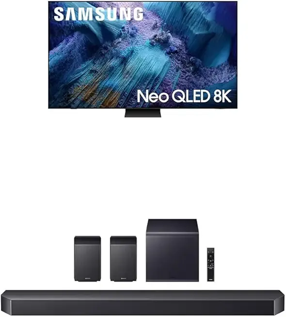 Samsung 75-Inch Class Neo QLED QN990F 8K Mini LED Smart TV (2025 Model) NQ8 AI Gen3 Processor, 8K AI Upscaling Pro + Samsung Q990F 11.1.4ch Q Series Subwoofer (HW-Q990F, 2025)