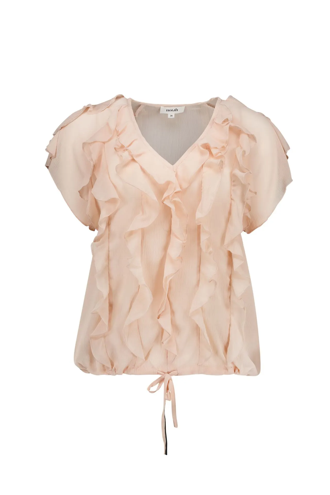 Perzikkleurige ruffle top