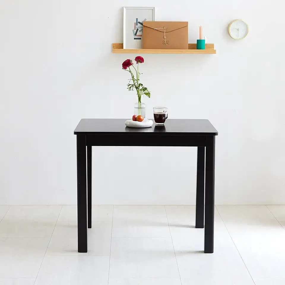 Cabin 33.5" Wooden Dining Table/Small Rectangular Modern Farmhouse Solid Wood Kitchen Table Desk (Black)