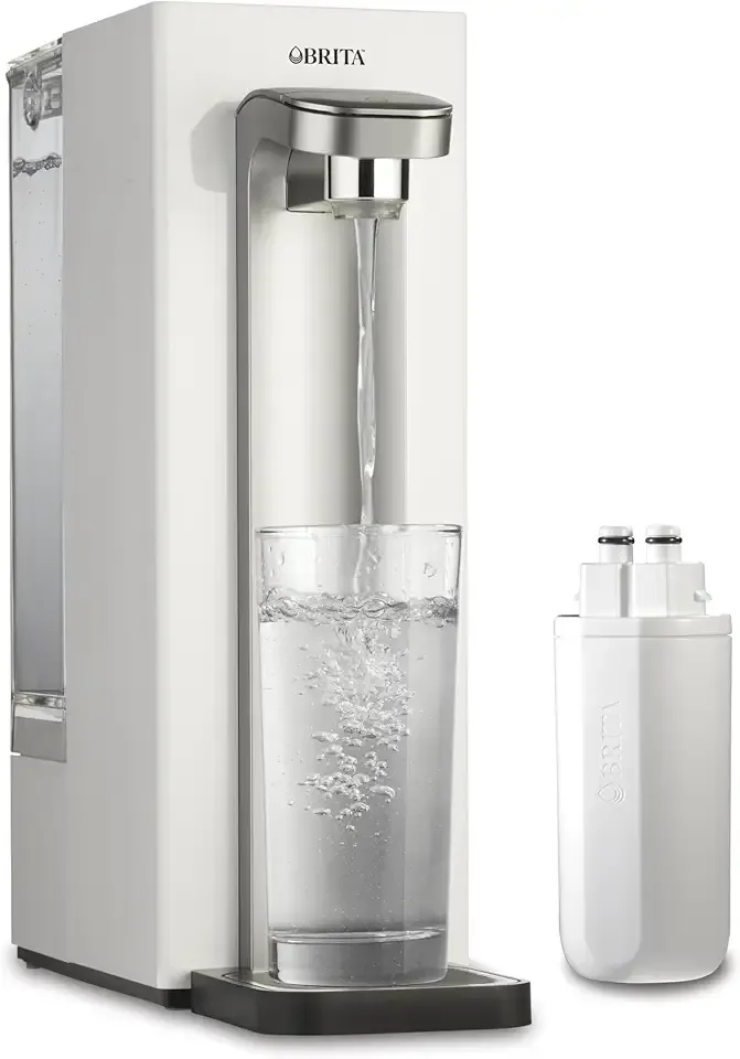 Brita Hub Compact Instant Powerful Countertop Water Filter System, Reduces 70+ Contaminants, 9 Cup Water Reservoir, Includes 6 Month Carbon Block Filter, White, 87344