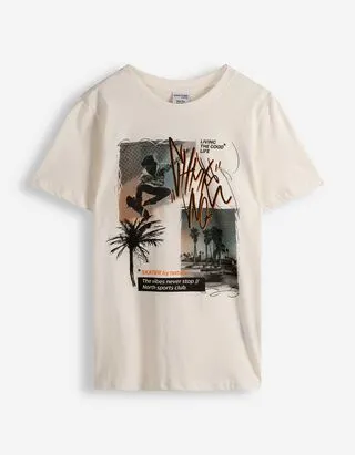 T-shirt - Stampa frontale - Bianco sporco
