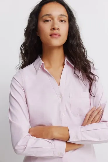 Camisa Oxford escote pico algodón