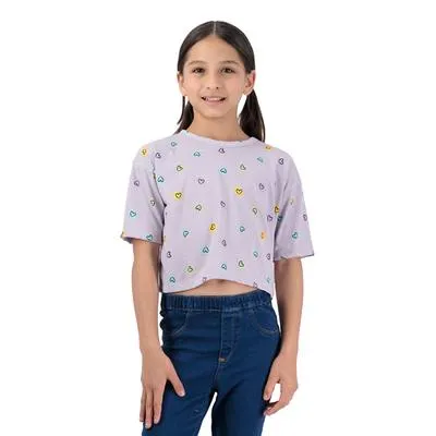 Playera Fantastic Niña Estampado Fullprint Corazones