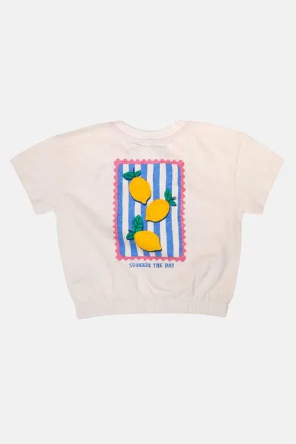 Kids T-shirt katoen met elastiek taille citroenen