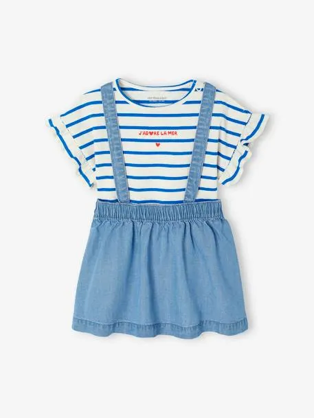 Ensemble t-shirt + jupe à bretelles bébé - double stone