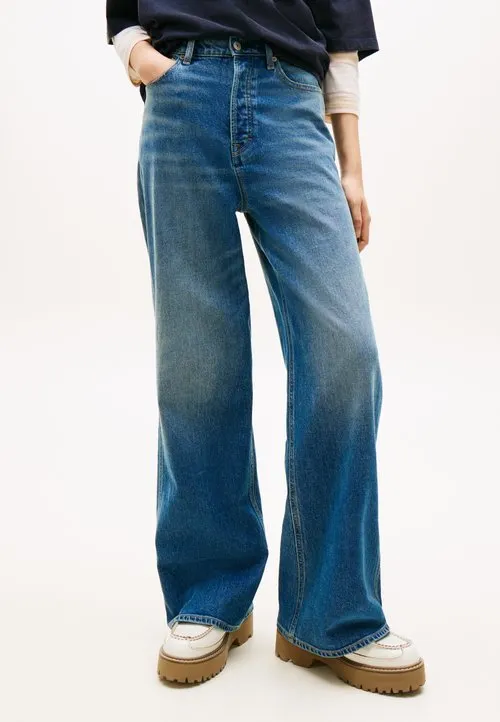 CLAIRE FADED HIGH RISE WIDE LEG JEANS - Wide leg - denim medium