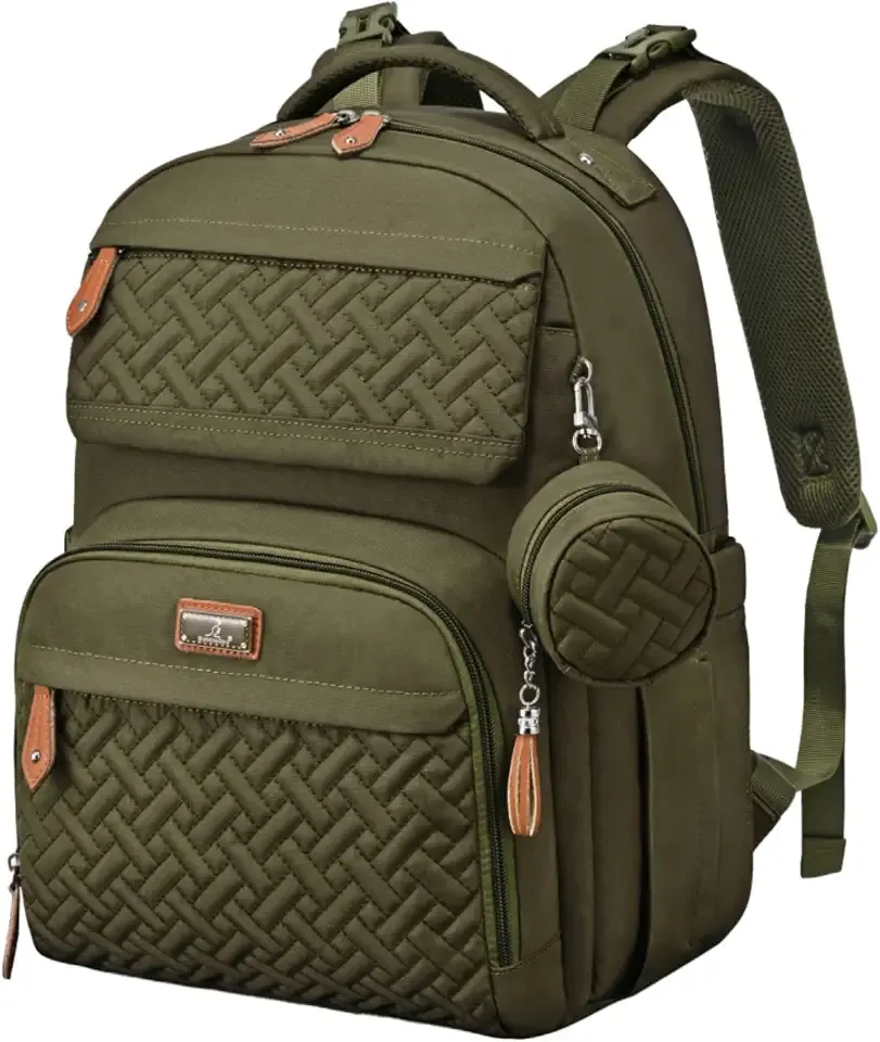 BabbleRoo Diaper Bag Backpack - Travel Large Baby Diaper Bag with Changing pad, Waterproof Baby Bags for Mom & Dad, Unisex Bags with Pacifier Case, Luggage Strap & Stroller Clips– Army Green