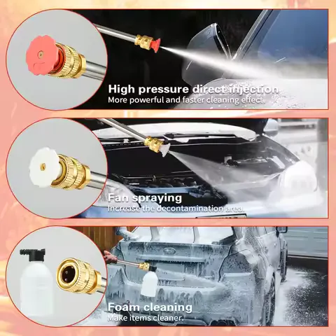 Cordless High-Pressure Car Cleaning Gun, Cordless High-Pressure Spray Washer — A Courtyard/Garden Irrigation Tool, Comes With A Battery, Foam Cannon, and Long Hose
