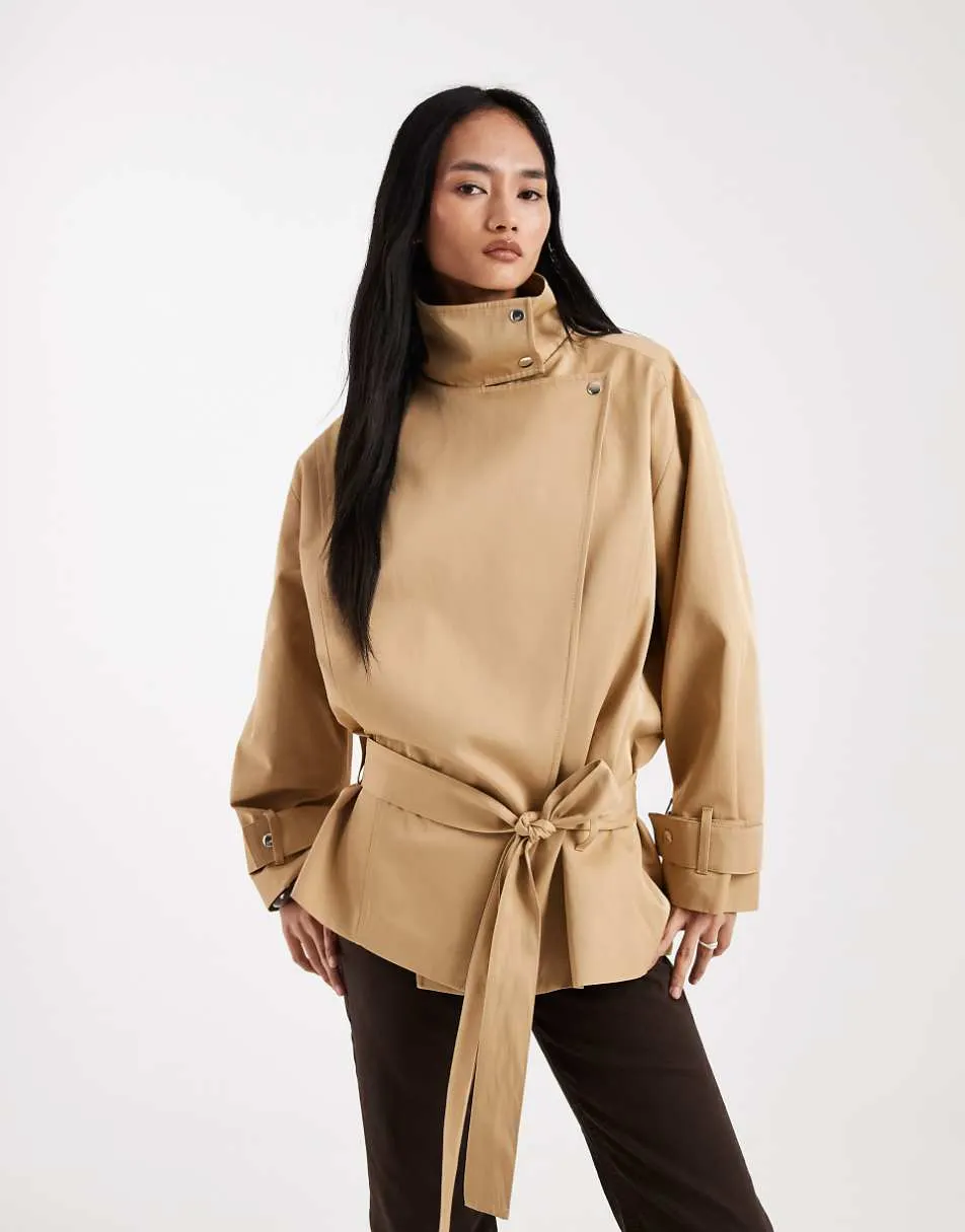 ASOS DESIGN funnel neck drop waist jacket