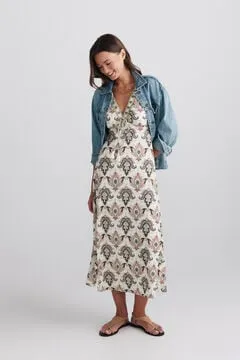 Vestido estampado escote pico