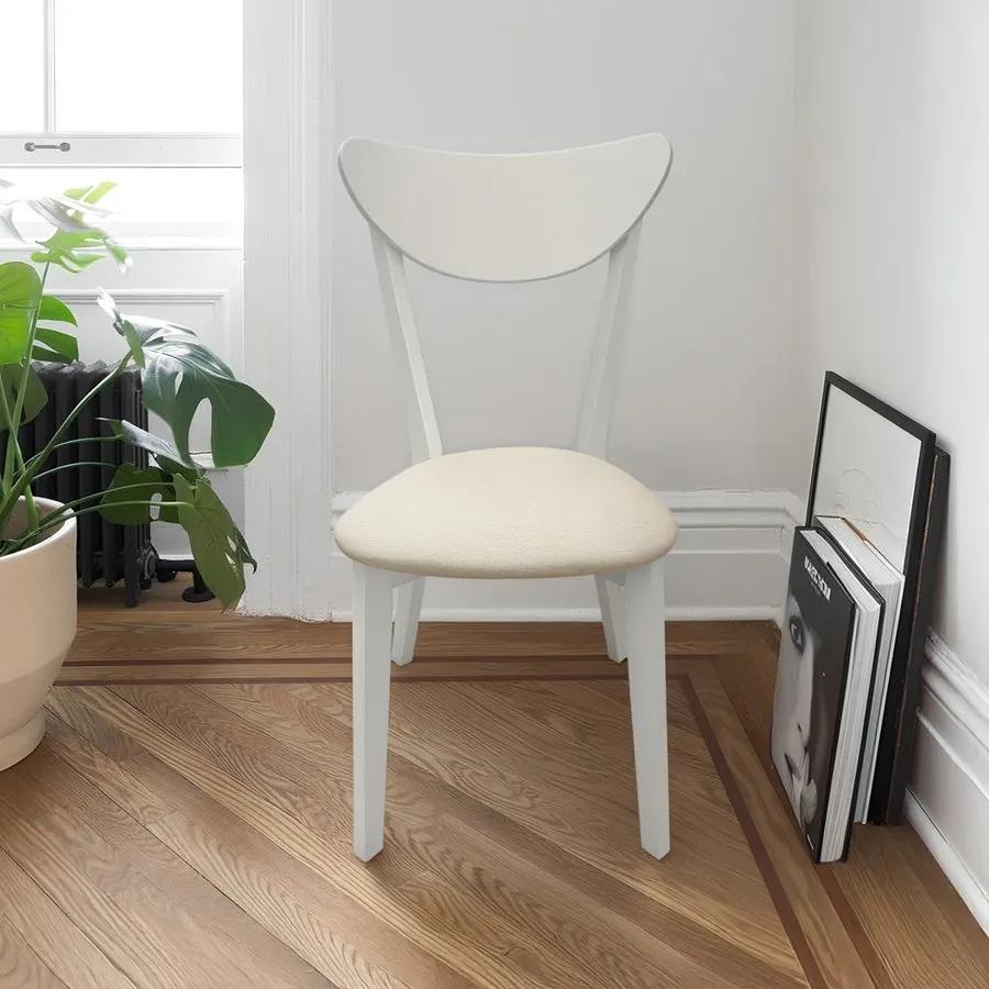 Silla Mosconi Nordik blanco tapizado beige