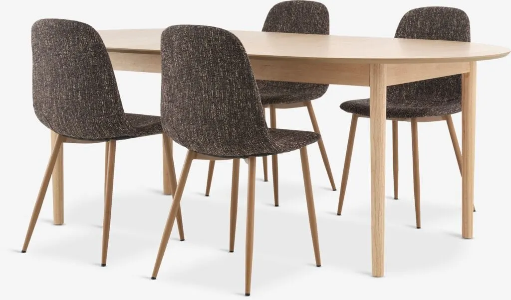 MARSTRAND Tavolo L200/280 rovere nat. + 4 JONSTRUP marr. sc.