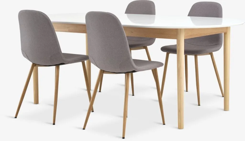 MARSTRAND Tavolo L200/280 cm bianco + 4 JONSTRUP grigio