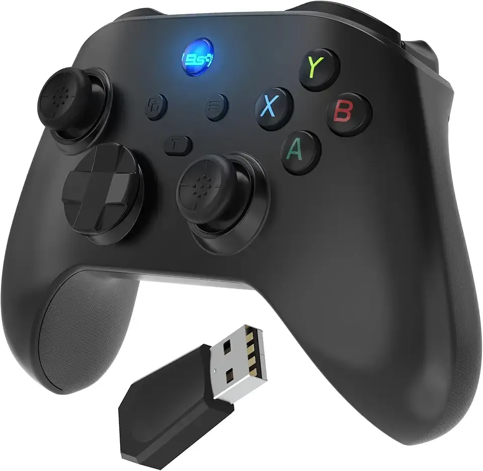 Fosmon 2.4G Wireless PC Controller with Hall Effect Triggers, USB Dongle, 2 Programmable Buttons For Switch 2/1/Lite/OLED/Windows PC/Steam Deck/Android/iOS, Bluetooth Gaming Pro Controller, Black