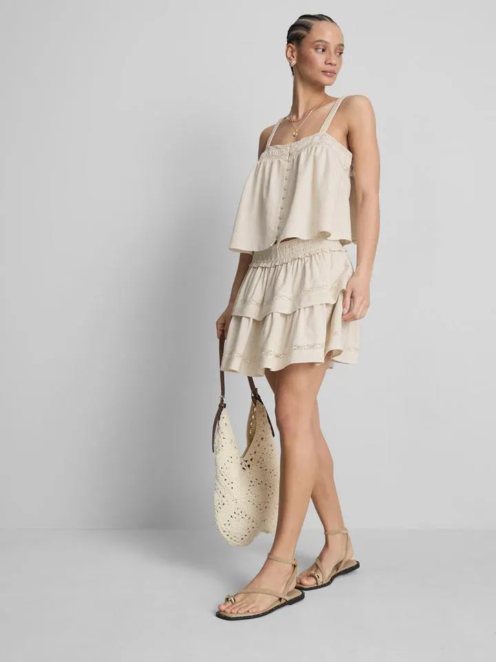 Jupe à volants en mélange de coton et dentelle