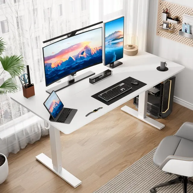 Escritorio Elevable Eléctrico 60x140 cm, Altura 70-117 cm, Función memoria, Rebote en caso de resistencia, Modo ahorro de energía HOMAVO