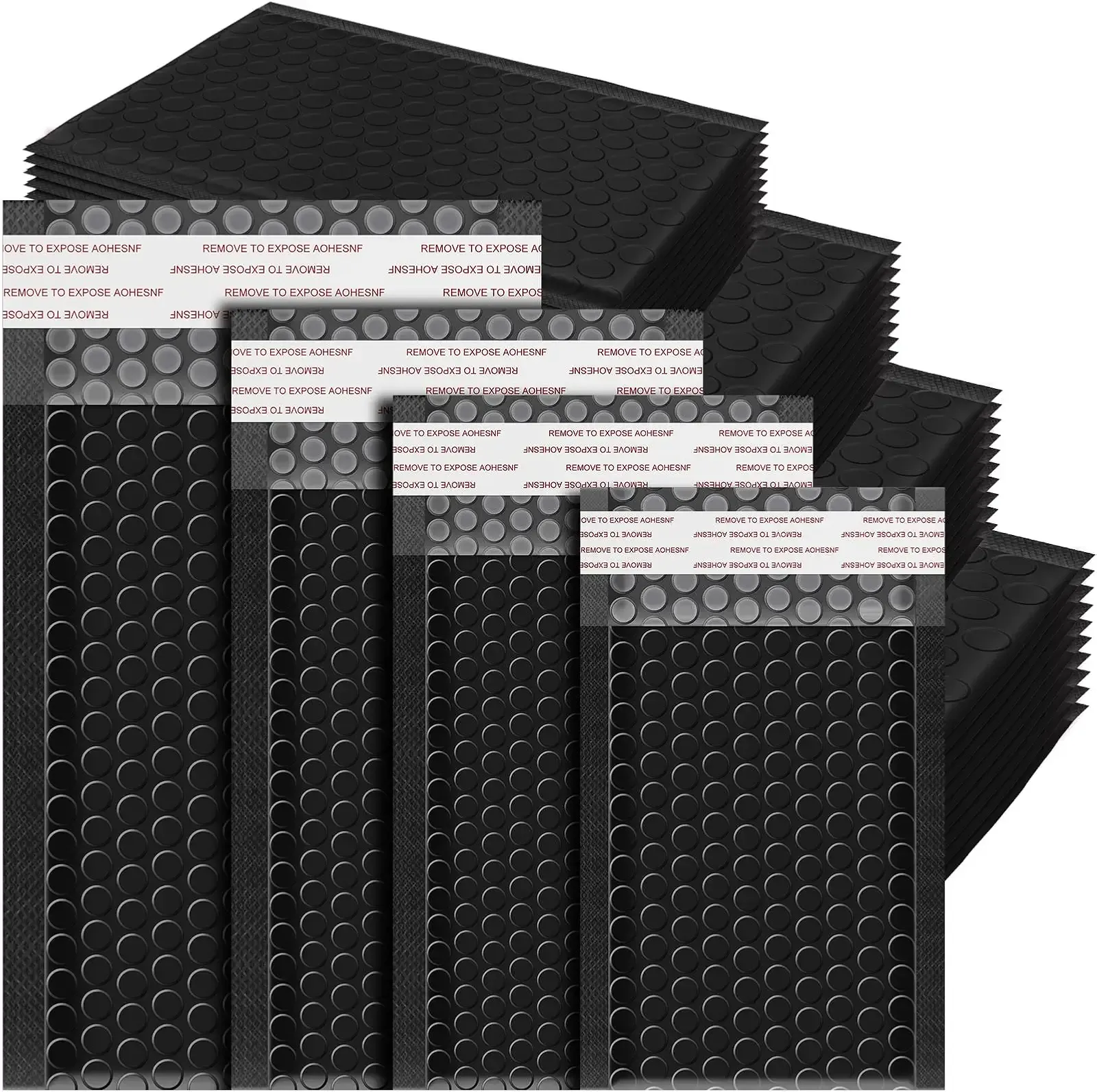 Henoyso 100 Pcs Black Bubble Mailer 4 Sizes Self Adhesive Padded Envelopes | Waterproof Cushioning Seal, Bubble Mailers Shipping Bags, for Mailing Packaging Packing Makeup Jewelry Small Business