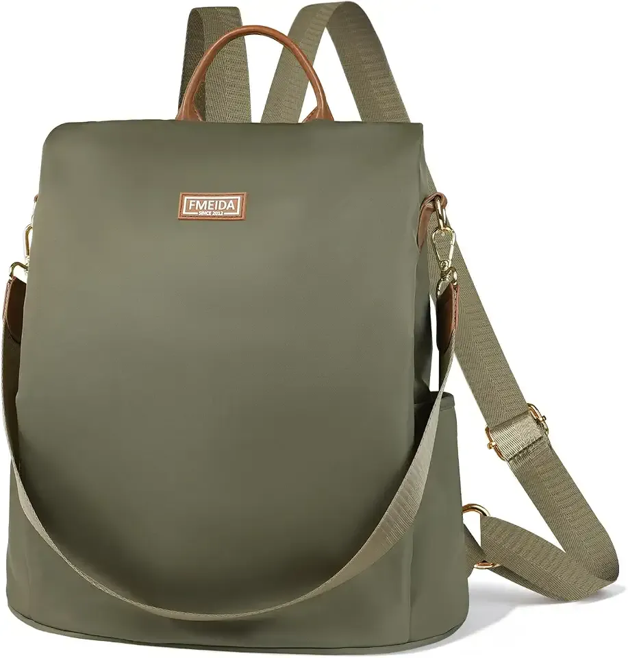 Convertible Backpack Purse for Women Anti Theft Nylon Backpack Green