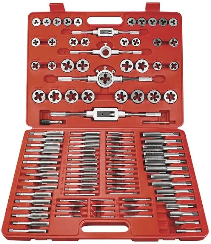WAKUKA 110 Piece Tap and Die Set（SAE&METRIC）Threading Tool Set With Storage Case | Metric Tap and Die Set | Rethreading Kit | Tap Set | Tap and Die Kit