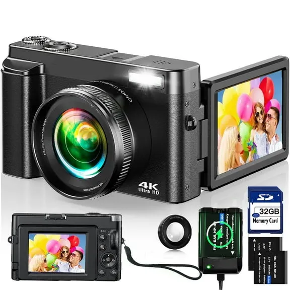 Best seller ACTITOP Digital Camera 4K 48MP Autofocus Vlogging Camera for Youtube with 180 Flip Screen, 32GB SD Card, 16X Zoom, Beginner Video Camera for Travel,TikTok $64.99 Was $109.99