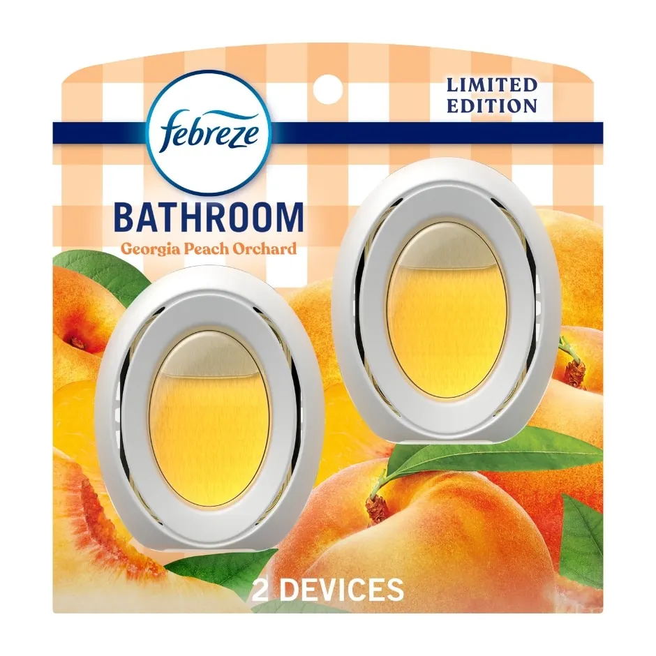 Febreze Bathroom Air Freshener, Odor-Fighting, Georgia Peach Orchard Scent, 2 Count