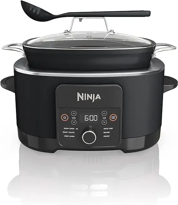 Ninja® 12-in-1 PossibleCooker™ PLUS | 8.5-qt - Sous Vide & Proof Multi-Cooker | Slow Cooker, Dutch Oven & More | Glass Lid & Integrated Spoon | Nonstick | Oven Safe Pot to 500°F | Black | MC1010
