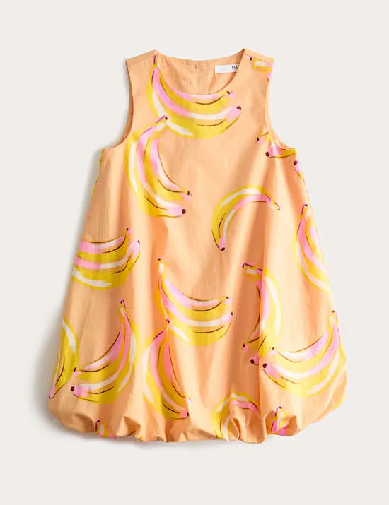 Pure Cotton Banana Puffball Dress (2-8 Yrs)