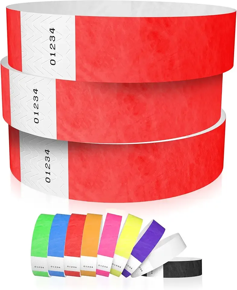 600 WristCo Neon Red Tyvek Wristbands for Events - Tamper-Proof Design & Fluorescent Color Prevent Reuse Premium-Grade Bracelets for Hospital & Medical ID, Party & VIP Identification