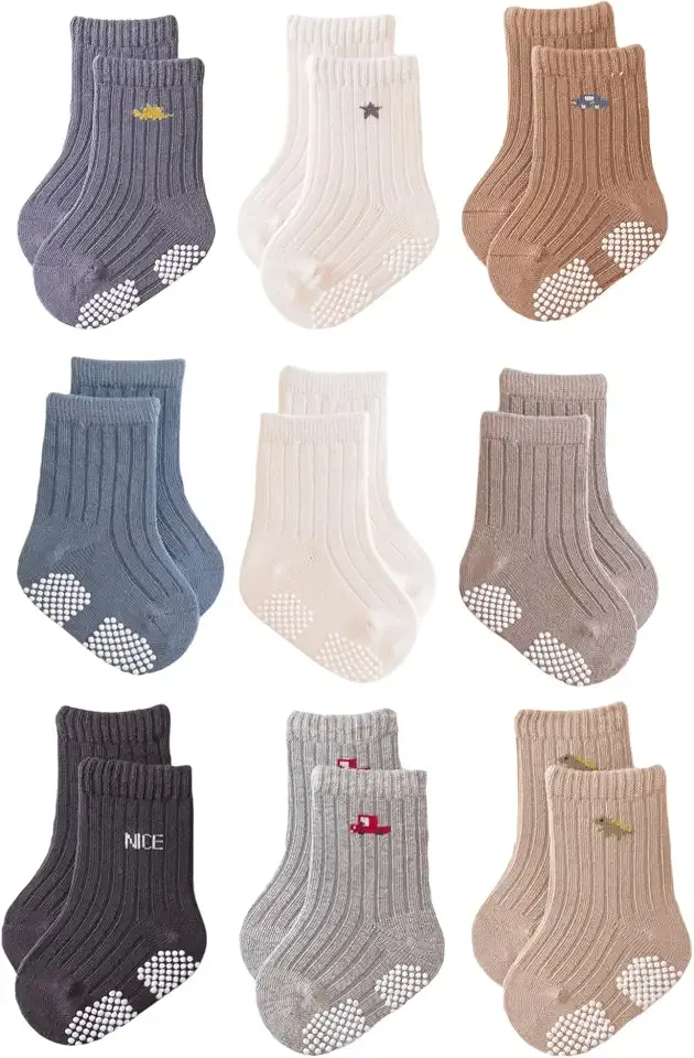 Baby Non Slip Grip Crew Socks,Toddler Boys Socks Girls Cotton