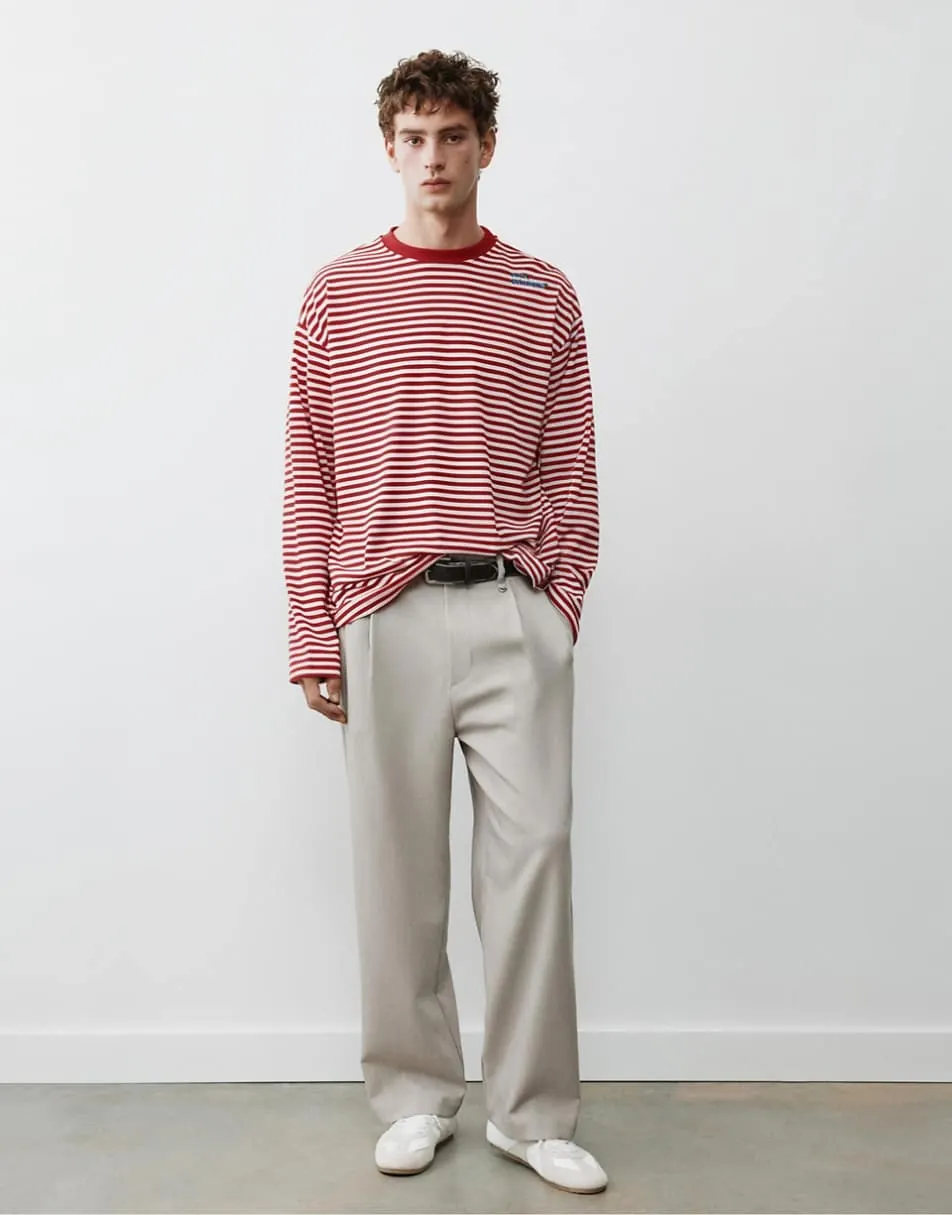 Pull&Bear Tailored darted trousers in stone