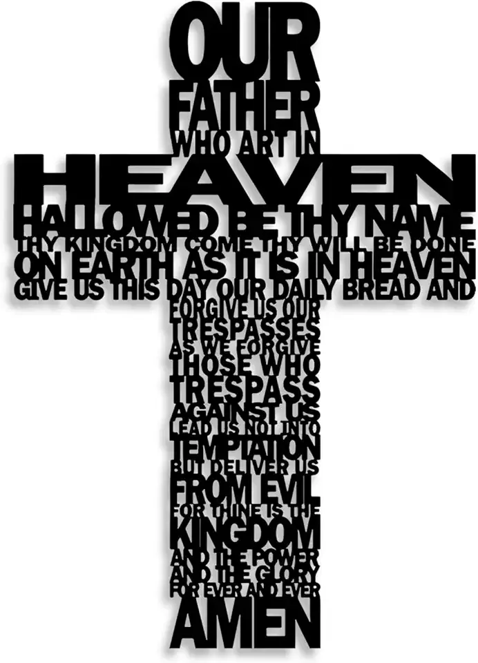 LIYOUYA Metal Cross Wall Decor - Rustic Farmhouse Decor Black Prayer Text Cross Wall Art Home Decor for Living Room, Bathroom, Bedroom, Dining Room, Office, Church (Black)