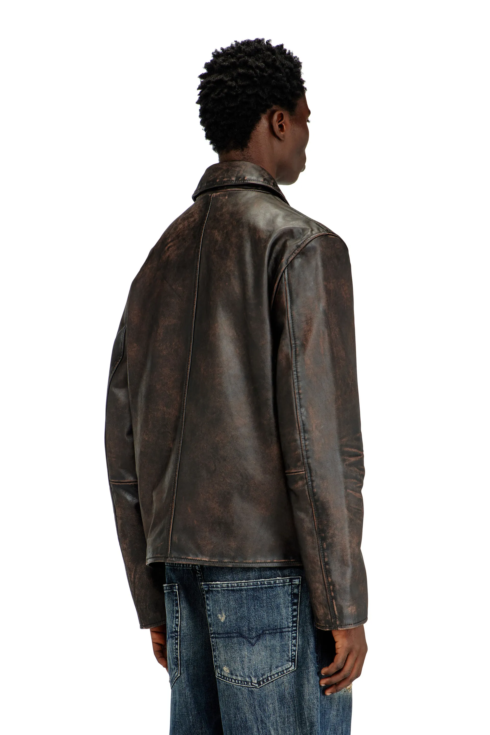 Coach jacket in treated leather