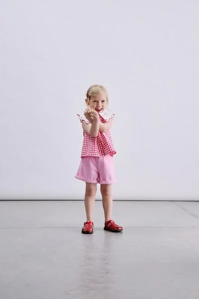 GINGHAM SHIRT WITH EMBROIDERED COLLAR
