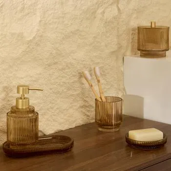 Schaaltje SORIA Ovaal Glas Amber/Goud