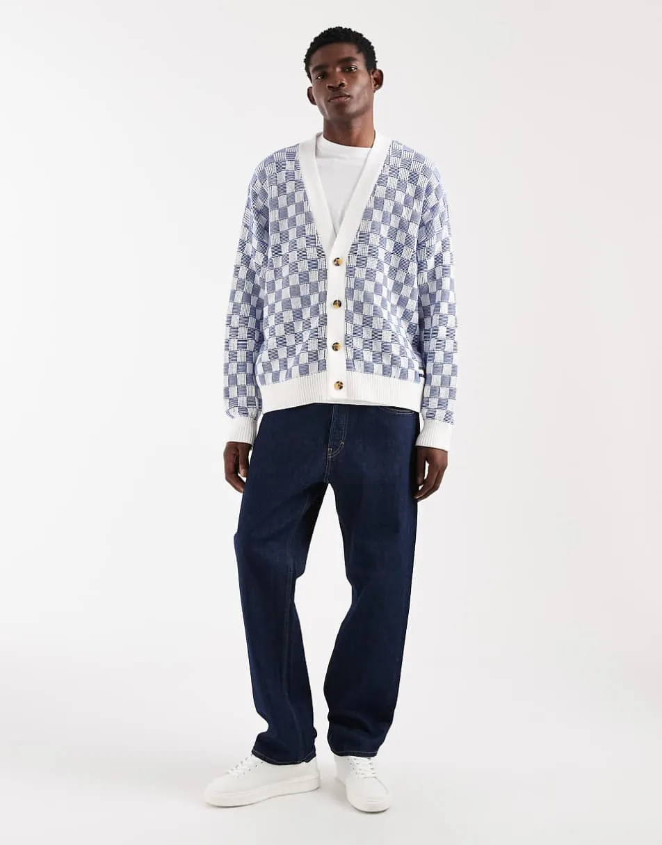 Tommy Jeans relaxed fit textured cardigan in blue