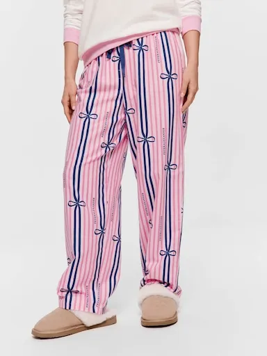 Bow Stripe 100% Cotton Flannelette Classic Pj Pant