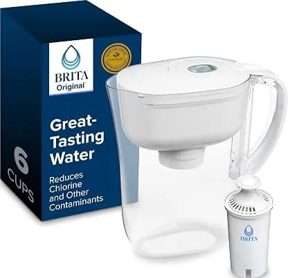 Brita Small 6-Cup Water Filter Pitcher, Includes 1 Filter, Whit…
