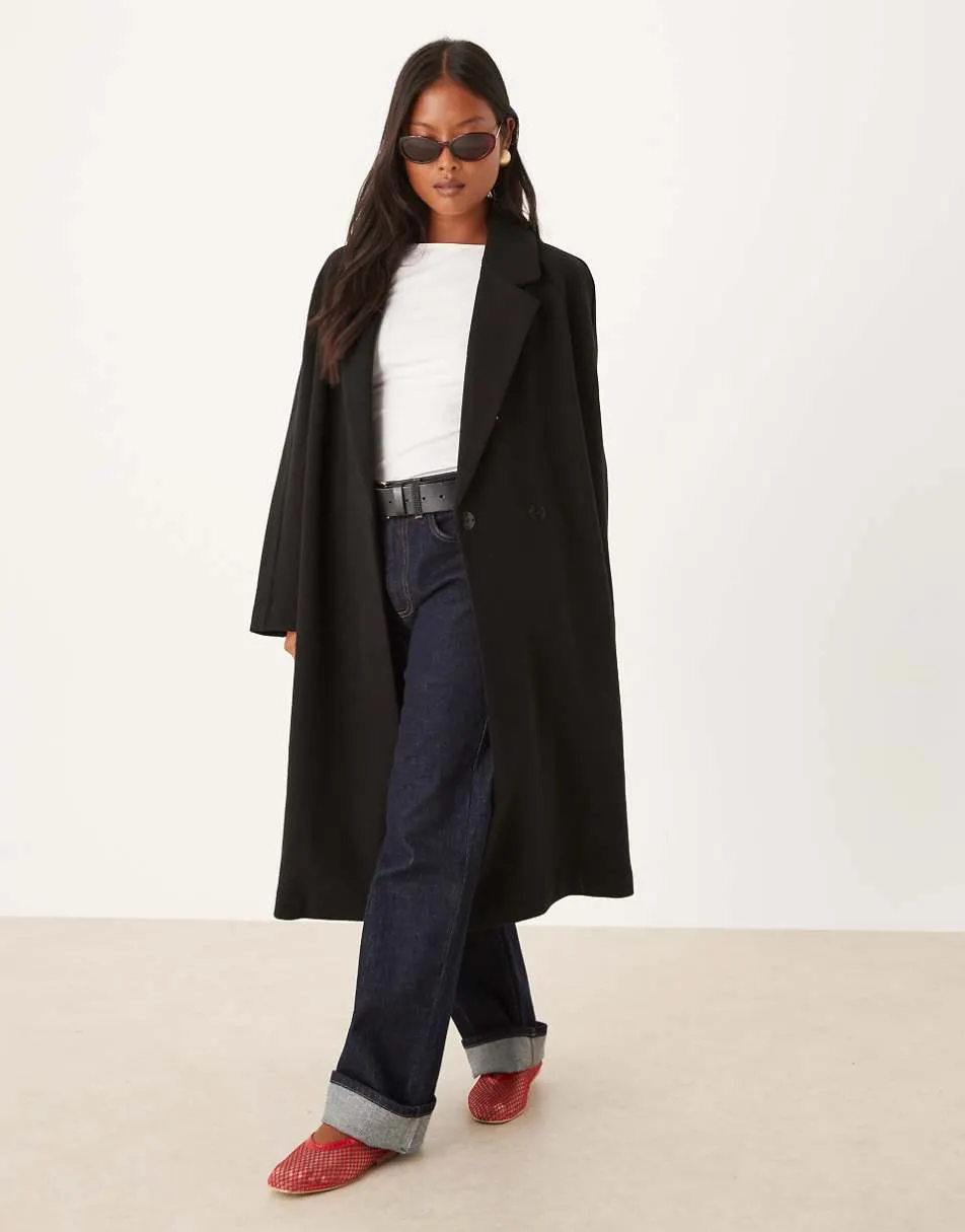 ASOS DESIGN Petite chuck on overcoat in black