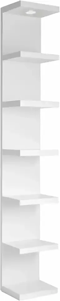 Versatile 7 Tier Wall Shelf Unit,White Lack Wall Shelf,Display Floating Shelf with LED Remote Control Light