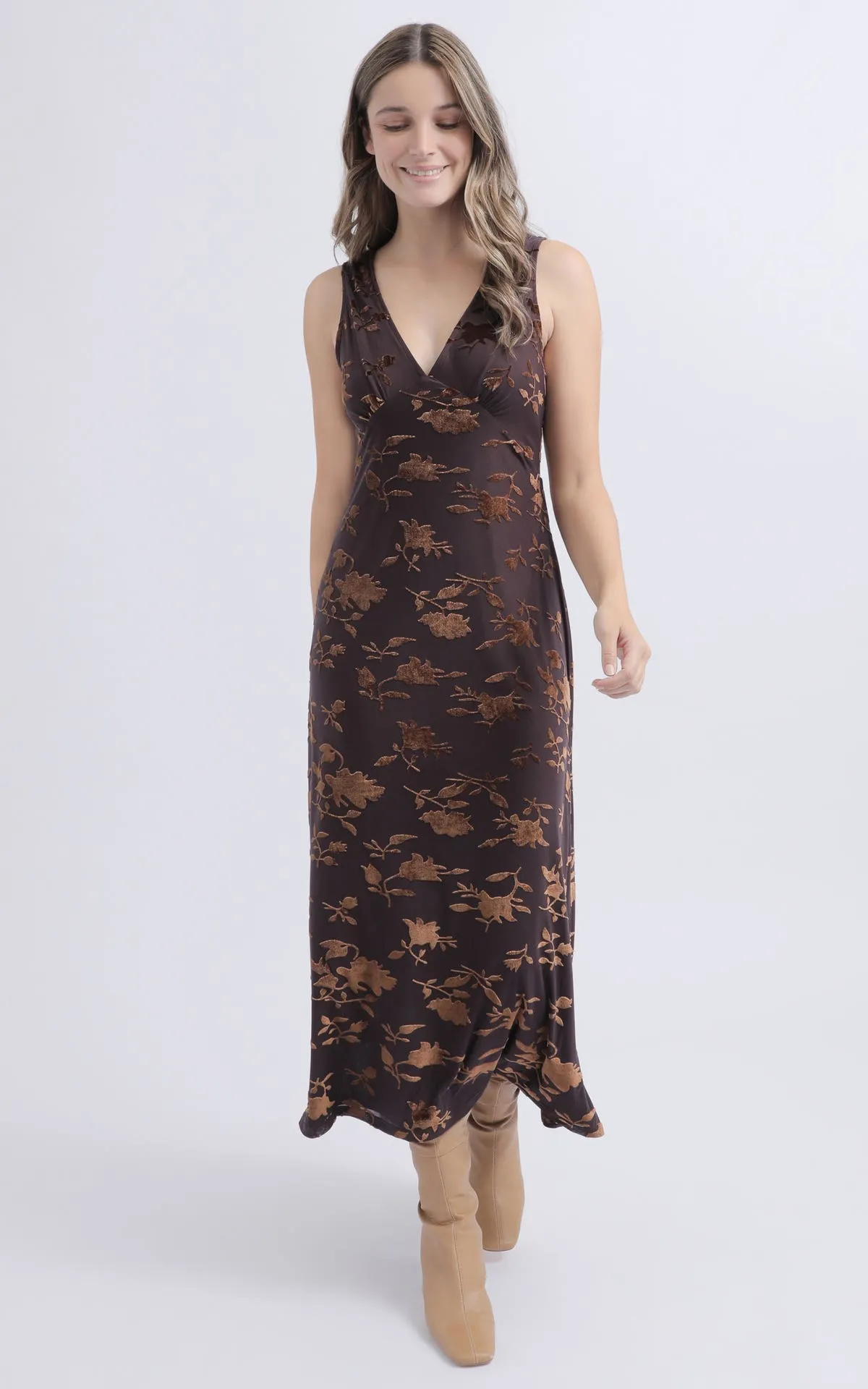 Burnout Mesh V Neck Maxi