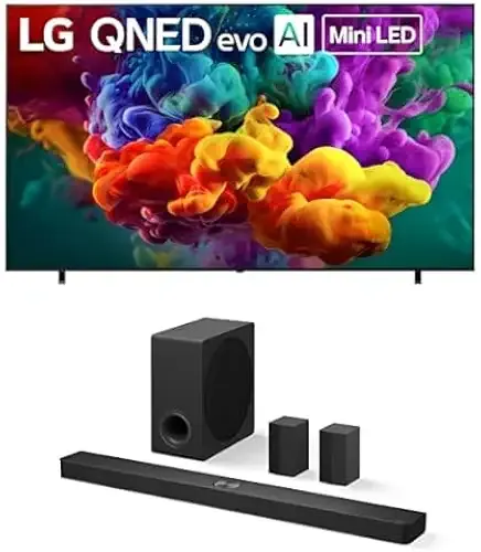LG 100-Inch QNED evo QNED84B Mini LED 4K Smart TV (100QNED84BU, 2026) Bundle S90TR 7.1.3-Ch Soundbar, Dolby Atmos, Dolby Vision, Wow Orchestra, WOWCAST, Rear Speakers, Wireless Subwoofer