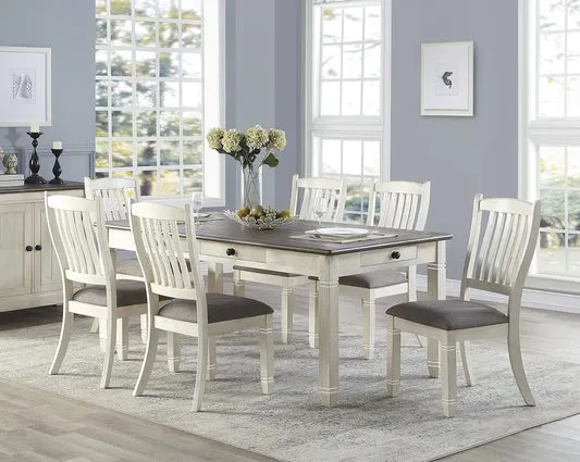 Montana 7‑Piece Dining Set with Storage Drawers by Homelegance - White/Grey